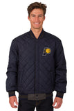 Indiana Pacers Wool & Leather Reversible Jacket w/ Embroidered Logos - Charcoal/Navy - J.H. Sports Jackets