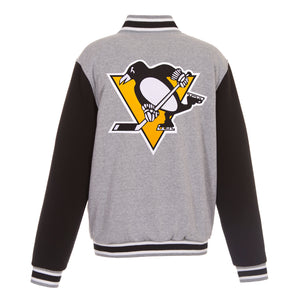 Pittsburgh Penguins Two-Tone Reversible Fleece Jacket - Gray/Black - J.H. Sports Jackets