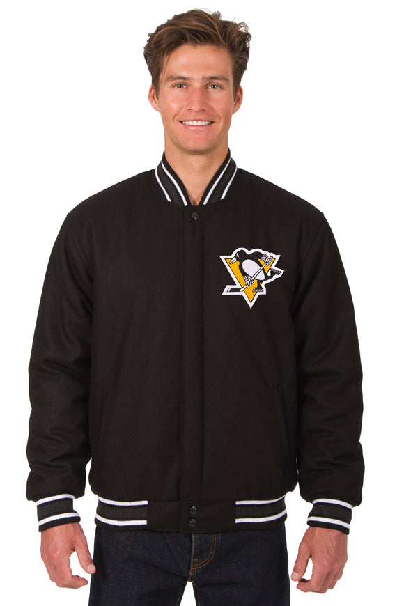 Pittsburgh Penguins JH Design 2017 Stanley Cup Champions All Leather Logo Jacket - Black 2X-Large