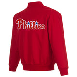 Philadelphia Phillies Poly Twill Varsity Jacket-Red - J.H. Sports Jackets
