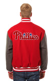 Philadelphia Phillies Embroidered Wool Jacket - Red/Charcoal - JH Design