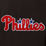 Philadelphia Phillies Wool & Leather Reversible Jacket w/ Embroidered Logos - Black - J.H. Sports Jackets