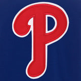 Philadelphia Phillies - JH Design Reversible Fleece Jacket with Faux Leather Sleeves - Royal/White - JH Design