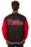 Philadelphia Phillies Poly Twill Varsity Jacket - Black/Red - JH Design