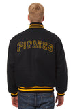 Pittsburgh Pirates Wool Jacket w/ Handcrafted Leather Logos - Black - JH Design