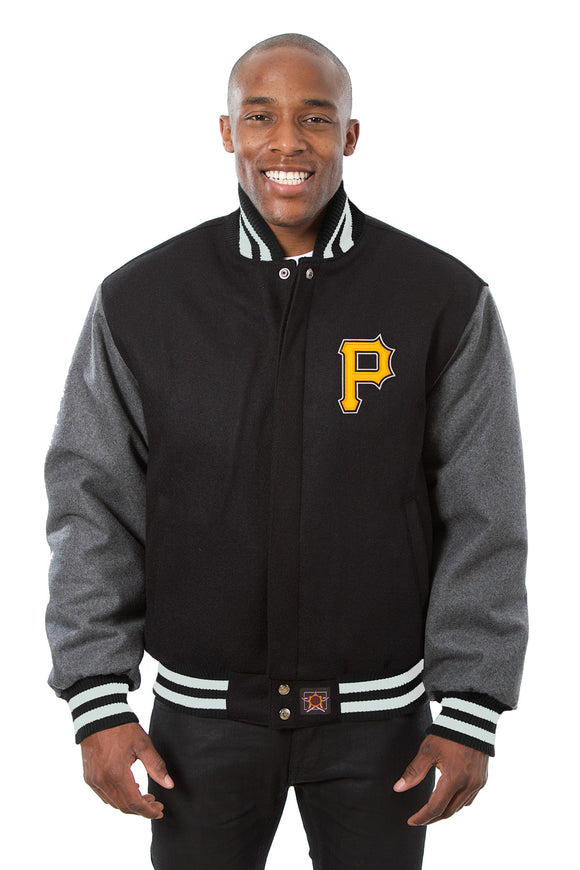 Pittsburgh Pirates Embroidered Wool Jacket - Black/Charcoal - JH Design