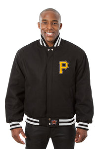 Pittsburgh Pirates Embroidered Wool Jacket - Black - JH Design