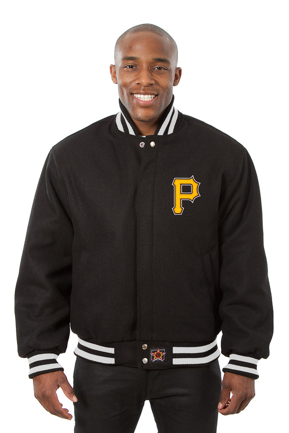 Pittsburgh Pirates Embroidered Wool Jacket - Black - JH Design