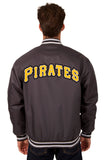 Pittsburgh Pirates Poly Twill Varsity Jacket - Charcoal - JH Design