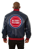 Detroit Pistons Full Leather Jacket - Navy - JH Design