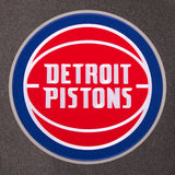 Detroit Pistons Wool & Leather Reversible Jacket w/ Embroidered Logos - Charcoal/Black - J.H. Sports Jackets