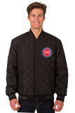 Detroit Pistons Wool & Leather Reversible Jacket w/ Embroidered Logos - Charcoal/Black - J.H. Sports Jackets
