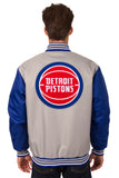 Detroit Pistons Poly Twill Varsity Jacket - Gray/Royal - JH Design