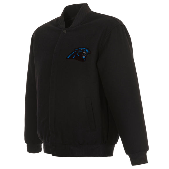 Carolina Panthers Reversible Wool Jacket - Black - JH Design