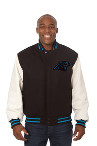 Carolina Panthers Two-Tone Wool and Leather Jacket - Black/White - J.H. Sports Jackets