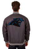 Carolina Panthers Poly Twill Varsity Jacket - Charcoal - JH Design