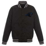 Carolina Panthers Poly Twill Varsity Jacket - Black - JH Design