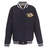 Nashville Predators Two-Tone Reversible Fleece Jacket - Gray/Navy - J.H. Sports Jackets