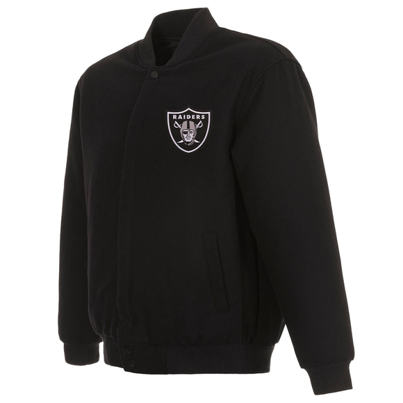 Las Vegas Raiders Reversible Wool Jacket - Black - JH Design