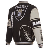 Las Vegas Raiders Cotton Twill Jacket - Black - J.H. Sports Jackets
