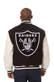 Las Vegas Raiders Two-Tone Wool and Leather Jacket - Black/White - J.H. Sports Jackets
