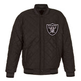 Las Vegas Raiders Wool & Leather Throwback Reversible Jacket - Charcoal - J.H. Sports Jackets