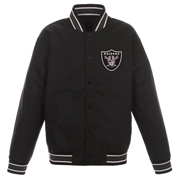 Las Vegas Raiders Poly Twill Varsity Jacket - Black - JH Design