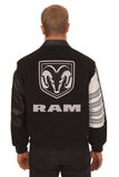 Dodge Ram Embroidered Wool & Leather Jacket - Black/Grey - JH Design