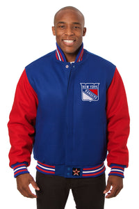 New York Rangers Embroidered Wool Jacket - Royal/Red - JH Design