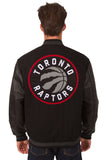 Toronto Raptors Wool & Leather Reversible Jacket w/ Embroidered Logos - Black - J.H. Sports Jackets