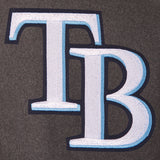 Tampa Bay Rays Wool & Leather Reversible Jacket w/ Embroidered Logos - Charcoal/Navy - J.H. Sports Jackets