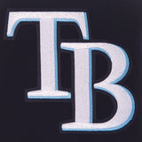 Tampa Bay Rays - JH Design Reversible Fleece Jacket with Faux Leather Sleeves - Navy/White - JH Design