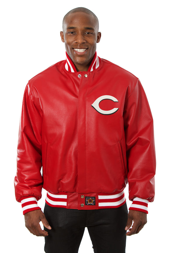 Cincinnati Reds Full Leather Jacket - Red - JH Design
