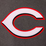 Cincinnati Reds Wool & Leather Reversible Jacket w/ Embroidered Logos - Charcoal/Black - J.H. Sports Jackets