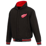 Detroit Red Wings Two-Tone Reversible Fleece Hooded Jacket - Black/Red - JH Design