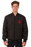 Houston Rockets Wool & Leather Reversible Jacket w/ Embroidered Logos - Black - J.H. Sports Jackets
