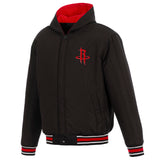 Houston Rockets Two-Tone Reversible Fleece Hooded Jacket - Black/Red - JH Design