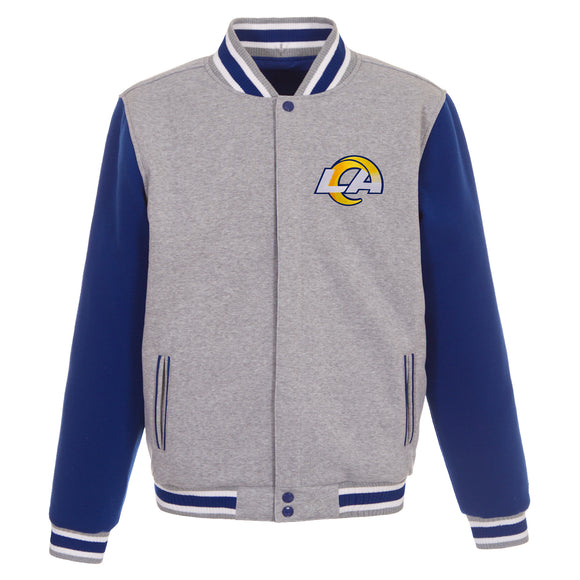 Los Angeles Rams Two-Tone Reversible Fleece Jacket - Gray/Royal - J.H. Sports Jackets