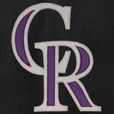 Colorado Rockies Two-Tone Wool Jacket w/ Handcrafted Leather Logos - Black/Gray - JH Design