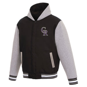 Colorado Rockies Two-Tone Reversible Fleece Hooded Jacket - Black/Grey - JH Design