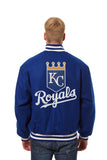 Kansas City Royals Wool Jacket w/ Handcrafted Leather Logos - Royal - JH Design