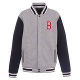 Boston Red Sox Two-Tone Reversible Fleece Jacket - Gray/Navy - JH Design