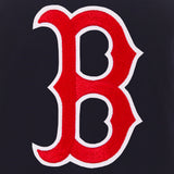 Boston Red Sox - JH Design Reversible Fleece Jacket with Faux Leather Sleeves - Navy/White - J.H. Sports Jackets
