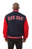 Boston Red Sox Two-Tone Wool Jacket w/ Handcrafted Leather Logos - Navy/Red - JH Design