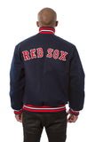 Boston Red Sox Wool Jacket w/ Handcrafted Leather Logos - Navy - JH Design