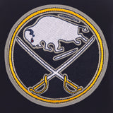 Buffalo Sabres JH Design Reversible Fleece Jacket with Faux Leather Sleeves - Navy/White - JH Design