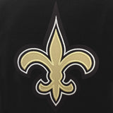 New Orleans Saints - JH Design Reversible Fleece Jacket with Faux Leather Sleeves - Black/White - J.H. Sports Jackets