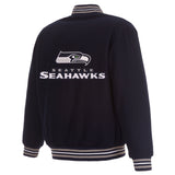 Seattle Seahawks Reversible Wool Jacket - Navy - J.H. Sports Jackets