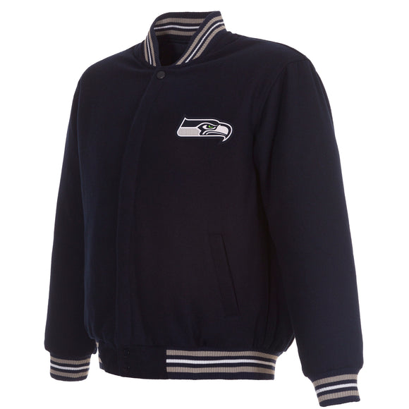 Seattle Seahawks Reversible Wool Jacket - Navy - JH Design