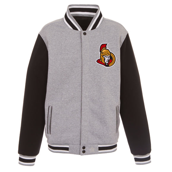 Ottawa Senators Two-Tone Reversible Fleece Jacket - Gray/Black - J.H. Sports Jackets
